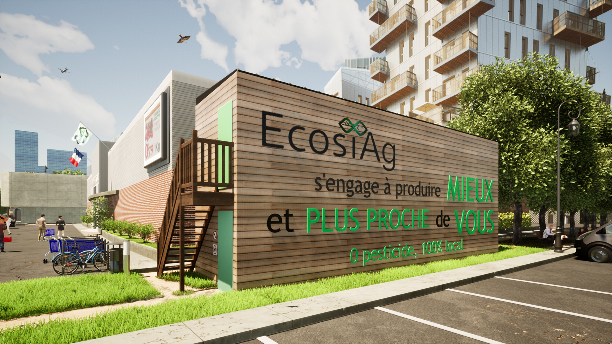 Les fermes containers Écosiag sont composées de deux containers empilés : une ferme de 30 m2 au sol équivaut à 150 m2 en culture traditionnelle, en termes de production.