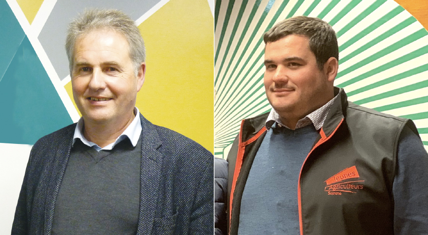 Denis Bully, président de la FDSEA de la Somme et Benjamin Bizet, président des Jeunes agriculteurs de la Somme.