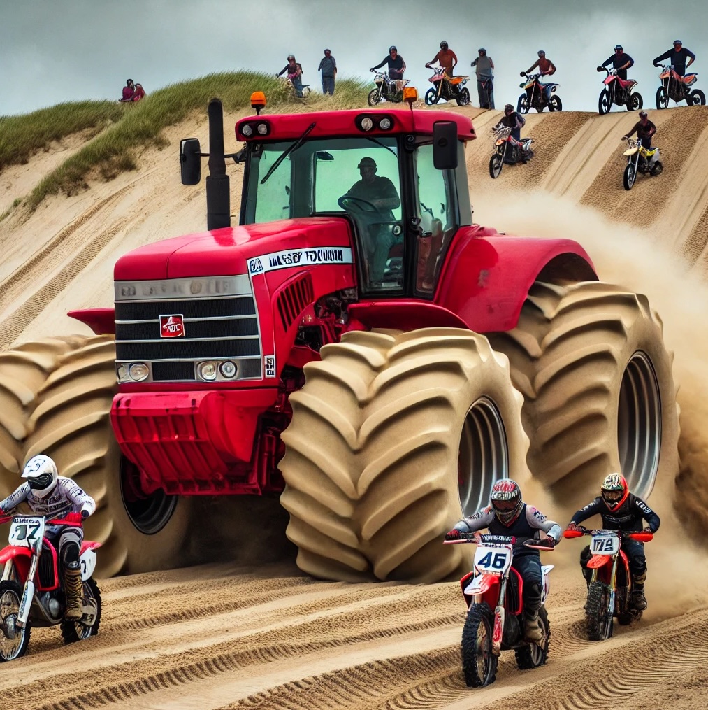 Enduropale tracteur motos Le Touquet