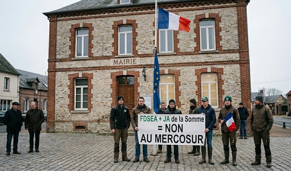 accord UE-Mercosur drapeau européen en berne