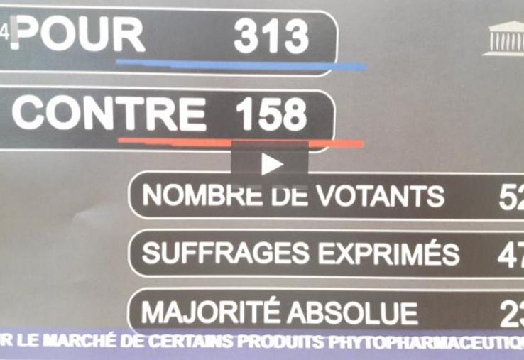 Résultats du vote du projet de loi ré-autorisant temporairement l'utilisation des néonicotinoïdes pour la betterave, le 6 octobre, à l'Assemblée Nationale.