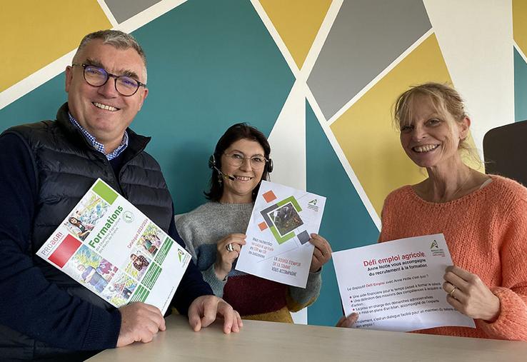 Sylvie, Anne et Antoine, le trio de la Chambre d'agriculture dédié à l'emploi  et la formation.