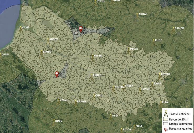 Carte de la couverture du réseau Centipède.