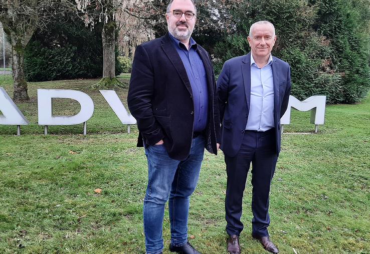 Armel Lesaffre, président de la coopérative Unéal et du groupe Advitam,  accompagné de son directeur, Olivier Athimon. 
