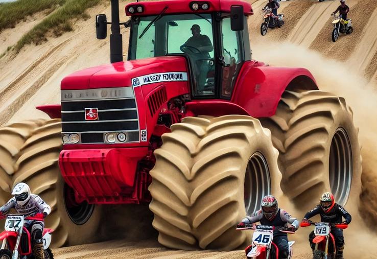 Enduropale tracteur motos Le Touquet