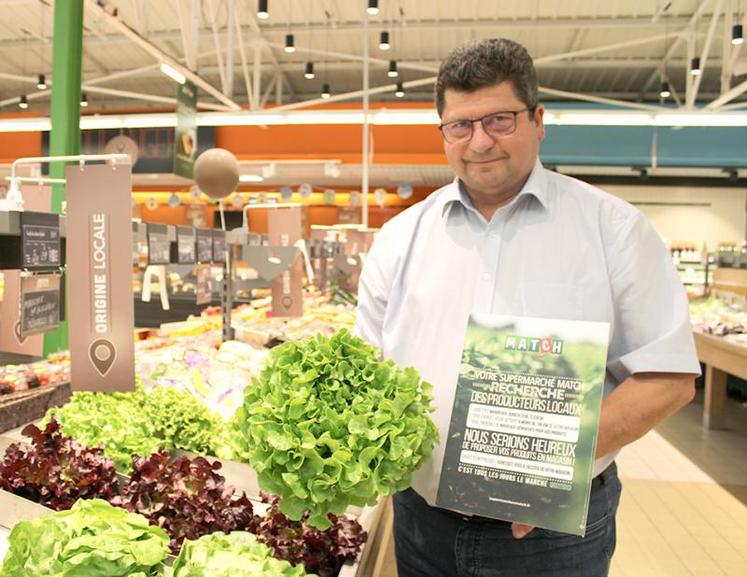 Gérant du supermarché Match de Doullens, Gérard Caudroit assure accorder une place de plus en plus importante à l’origine locale des produits, suivant la volonté du groupe.