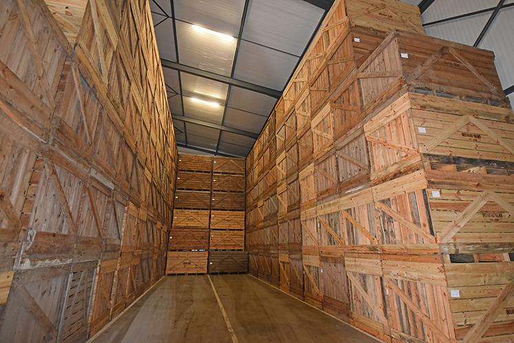 Les pommes de terre sont stockées en palox, avec un système de ventilation par évaporation. 