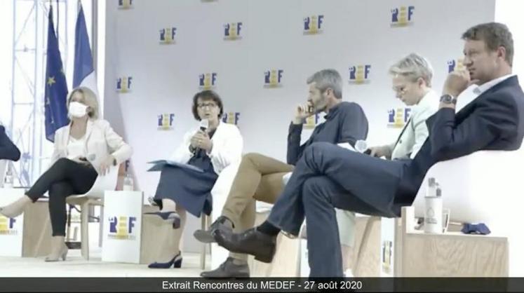 L'un des moments forts de cette table ronde organisée par le Medef reste l'échange tendu entre la présidente de la FNSEA Christiane Lambert et l'eurodéputé vert Yannick Jadot sur l'interdiction des néonicotinoïdes. Sur le net, la vidéo de l'échange est en train de devenir virale.