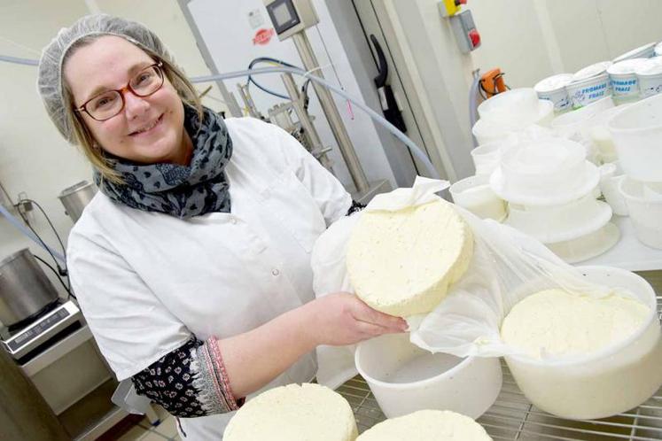 Dans son atelier lait, les premières tommes sont en cours de fabrication.