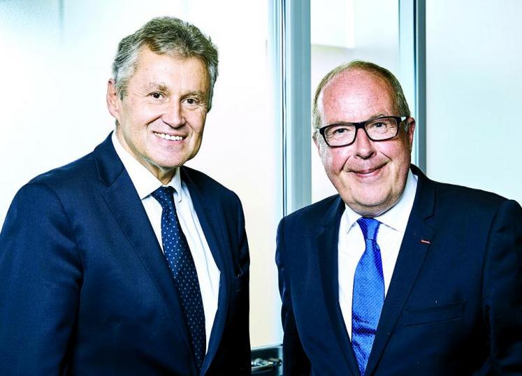 De gauche à droite : Thierry Blandinières, directeur général d’InVivo, et Philippe Mangin, président d’InVivo.