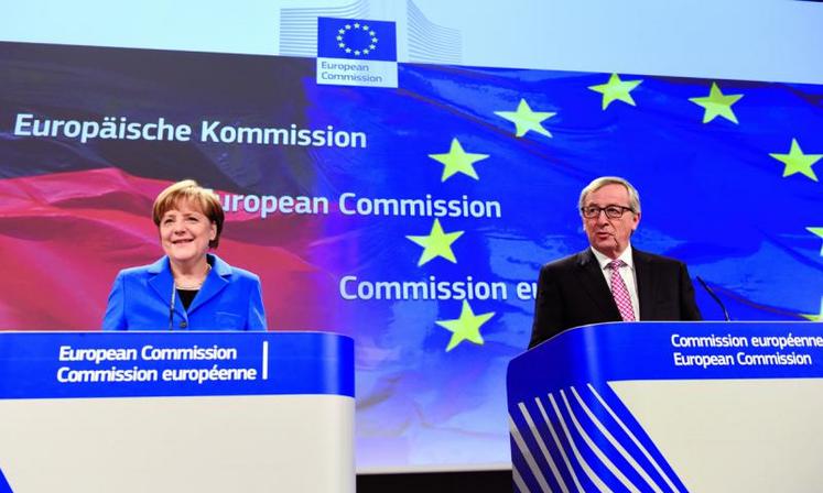 Angela Merkel et Jean-Claude Juncker, président de la Commission européenne.