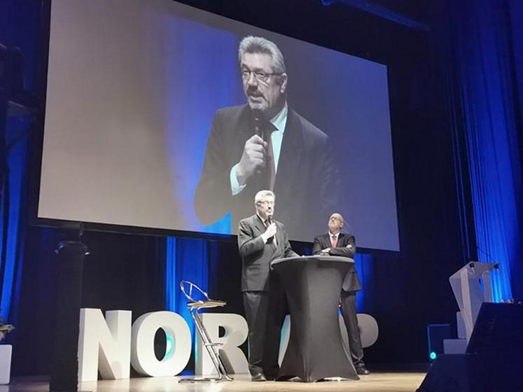 Martin Migonney, directeur général de Noriap et son président, Jean-François Gaffet, lors de la présentation des résultats du groupe.