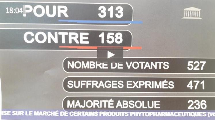 Résultats du vote du projet de loi ré-autorisant temporairement l'utilisation des néonicotinoïdes pour la betterave, le 6 octobre, à l'Assemblée Nationale.