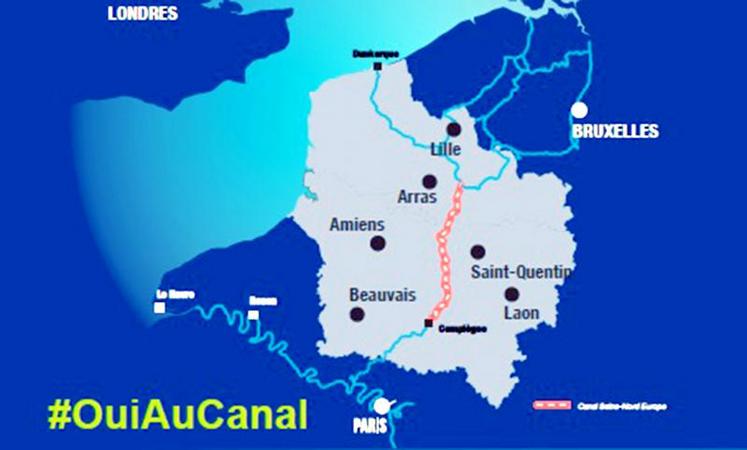 Le canal à grand gabarit reliera Compiègne (60) à Aubencheul-au-Bac (59) et permettra de doubler les trafics fluviaux français. 