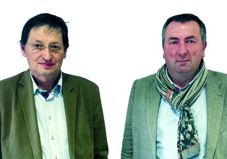 Christophe Dusannier (à droite) et Jean-Michel Serres, respectivement président de l’Urgpp et d’Interporc Nord-Picardie