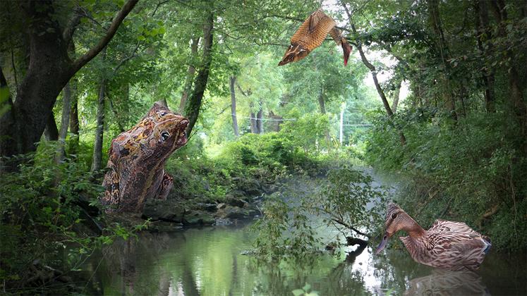 Le collectif H3O s’est intéressé au monde sous-marin, avec des reproductions géantes de prises des pêcheurs locaux. 