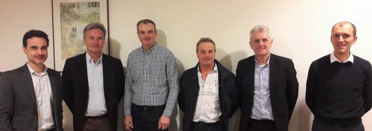 De gauche à droite : Fabien Choiseau, Serge Moly, Bernard Mancaux, Luc Renault, Jacques Borgoo et Julien Lenne.