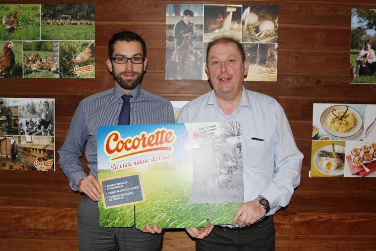 Olivier Coudrette, nouveau directeur général du groupe Cocorette, et Pascal Lemaire, créateur d’Œufs Nord Europe (ONE) et nouveau président du groupe Cocorette.
