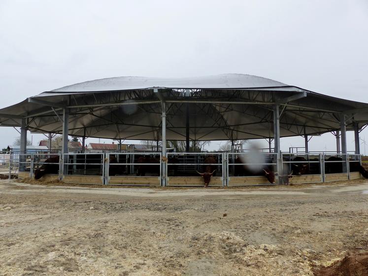 Le bâtiment rond, sans mur, s’intègre dans l’environnement. 