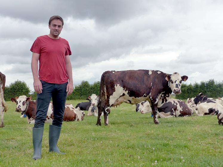 Pierre Villiers transforme le lait des 86 vaches de l’exploitation familiale – à 70 % des normandes – en fromage. 