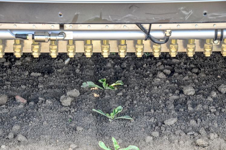 Les buses, positionnées tous les 4 cm, assurent une pulvérisation de haute précision et une réduction de l’utilisation de désherbants allant jusqu’à - 95 %.