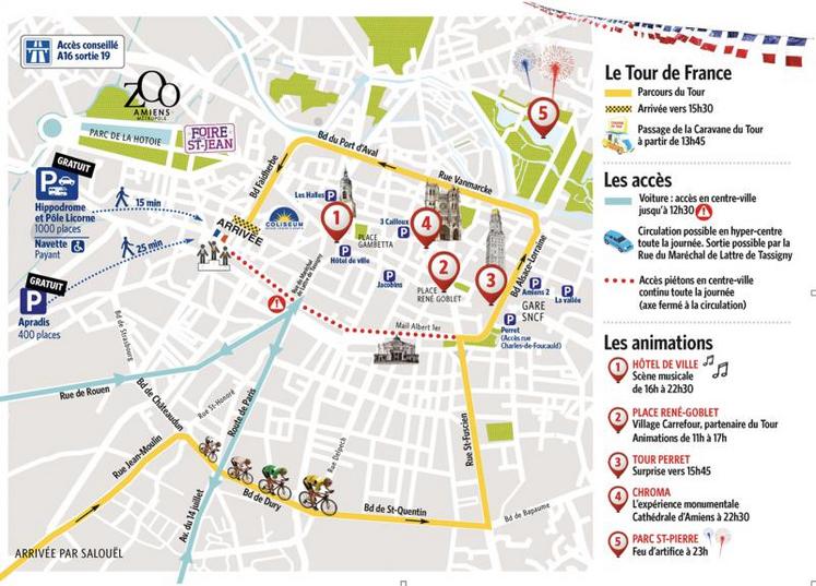 A Amiens, les coureurs entreront par l’avenue des Facultés et atteindront la ligne d’arrivée boulevard Faidherbe. 