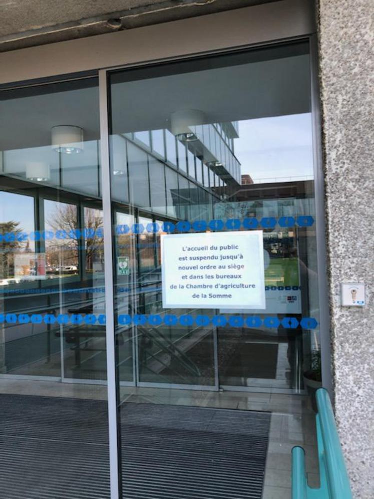 L'accès aux locaux de la Chambre d'agriculture de la Somme est contraint depuis hier, mardi 17 mars.