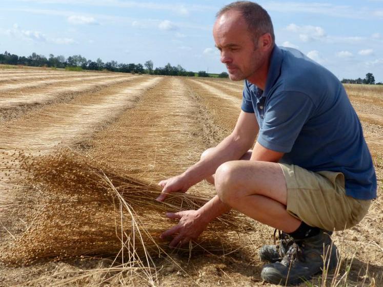Pierre Delignières cultive du lin près de Rouvroy-en-Santerre depuis cinq ans : «nous devons sans cesse affiner la technicité», confie-t-il.