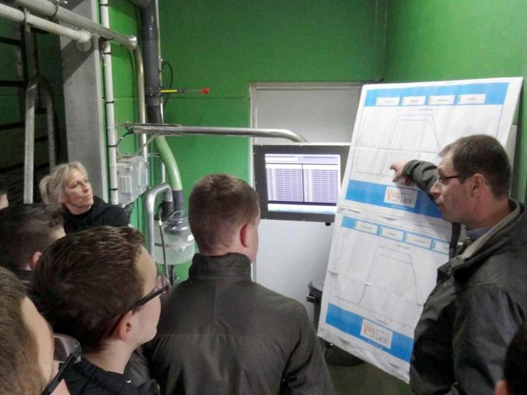 Depuis l’installation de la salle de traite 2x16, le temps de traite a été nettement diminué. Grâce à la mise en place du lot de vaches sur aires paillée dans lequel se trouvent toutes les vaches à problème l’organisation de la traite a nettement été améliorée elle aussi. «Ce lot, de 32 vaches au maximum, passe en fin de traite, cela nous permet de traire les deux autres lots sans aucun bidon à installer ni aucune griffe à désinfectée» a expliqué Séverine Arpin.