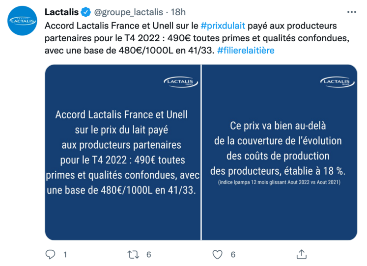 Lactalis prix du lait