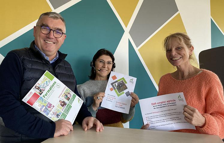 Sylvie, Anne et Antoine, le trio de la Chambre d'agriculture dédié à l'emploi  et la formation.