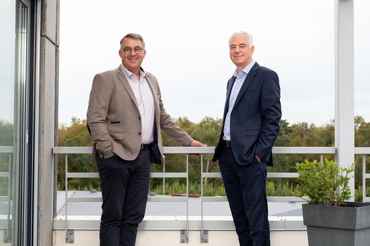 David Saelens, président de Noriap et son directeur général, Damien François, au siège de la coopérative avant l’assemblée générale qui se tient ce vendredi 15 décembre à Amiens. 