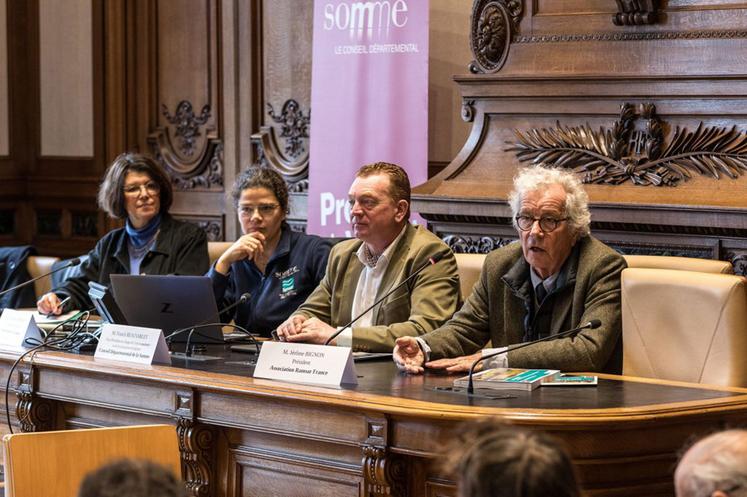 Lancement du plan de gestion du site Marais et tourbières des Vallées de la Somme et de l’Avre le 30 janvier 2024 en présence de Jérôme Bignon, président de Ramsar France. 