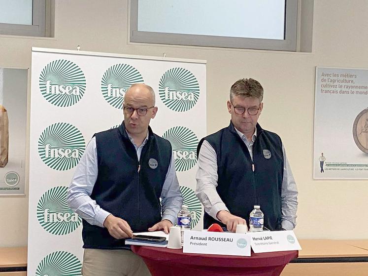 Arnaud Rousseau, président de la FNSEA et Hervé Lapie, le secrétaire général de la FNSEA.