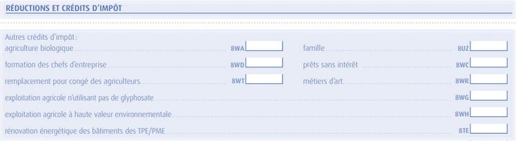 Les exploitants peuvent bénéficier de crédits d’impôts liés à leur activité professionnelle.