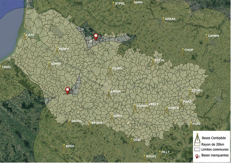 Carte de la couverture du réseau Centipède.