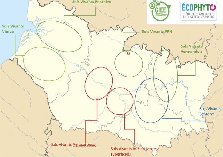 Carte des GIEE du département de la Somme.