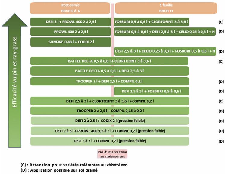 Exemples de programme de désherbage pour situations simples à moyennes 