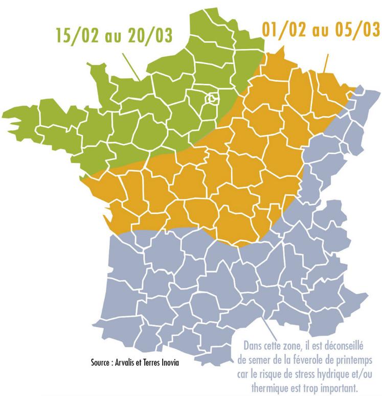 Périodes recommandées pour les semis de féveroles.