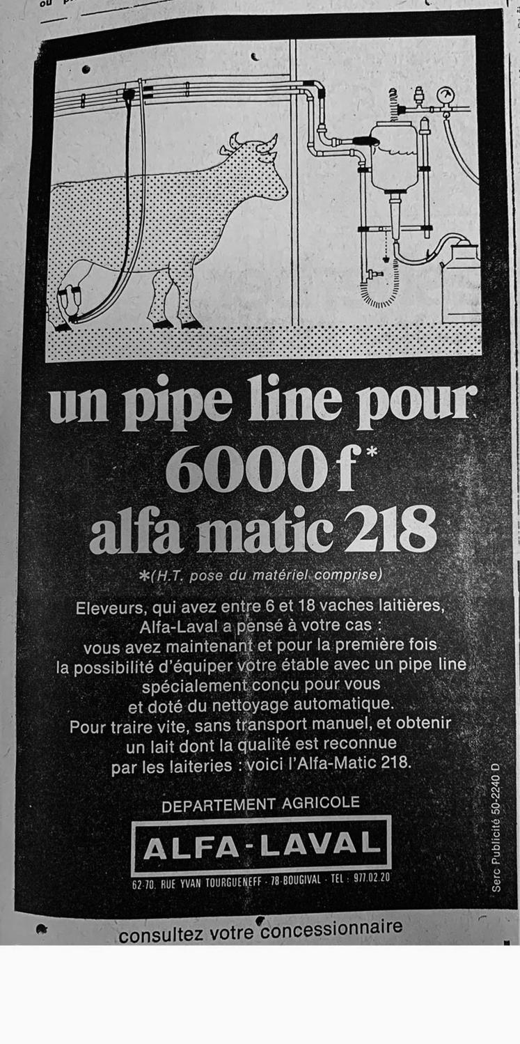 L’Alfa-Matic 218 d’Alfa-Laval représentait une évolution considérable pour la traite.