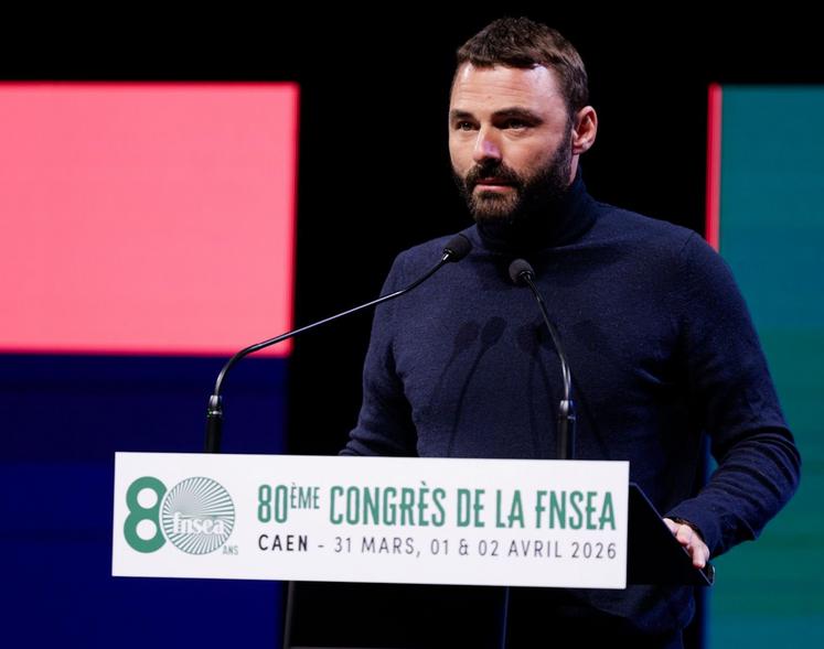 Pierrick Horel lors du dernier congrès de la FNSEA, à Caen.