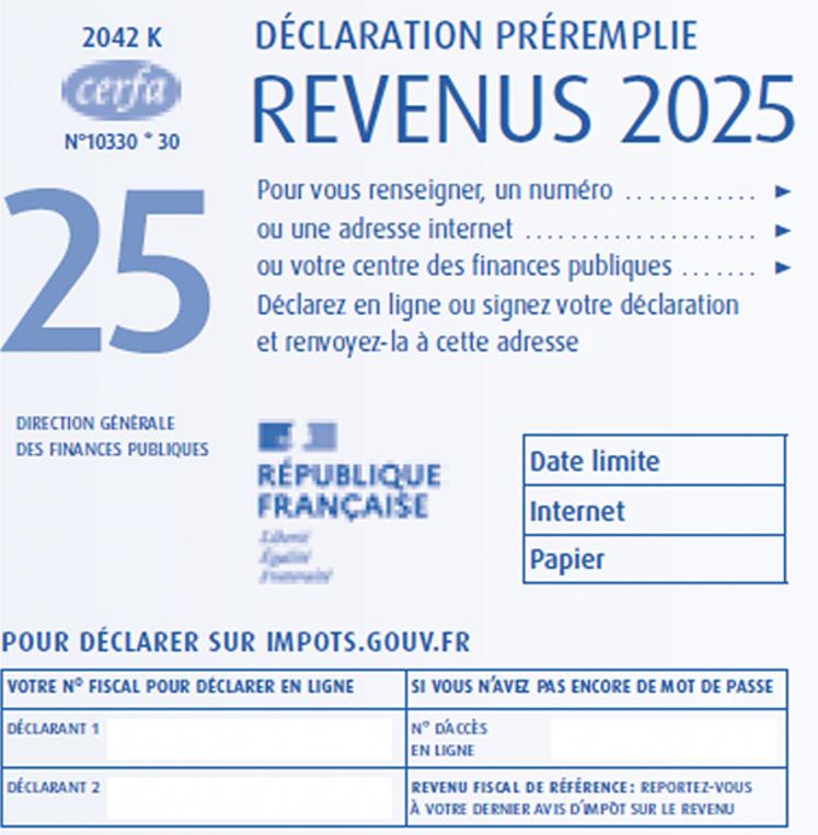 Le service de déclaration  en ligne sera ouvert  jusqu’au jeudi 21 mai pour  les départements n° 01  à 19 et les non-résidents ;  au jeudi 28 mai pour  les départements n° 20  à 54 et le jeudi 4 juin  pour les départements  n° 55 à 974 et 976. La déclaration papier  doit être déposée  au plus tard le mardi  19 mai 2026.