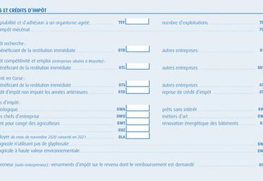 Les exploitants peuvent bénéficier de crédits ou réductions d’impôts liés  à leur activité professionnelle.
