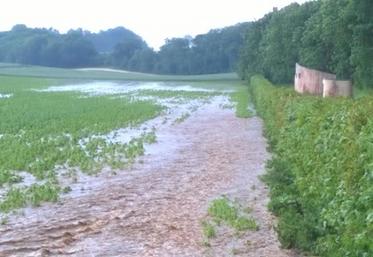 Impact du ruissellement dans la zone des captages de Morchain, lors des orages de 2015.