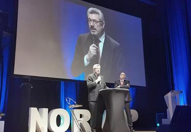 Martin Migonney, directeur général de Noriap et son président, Jean-François Gaffet, lors de la présentation des résultats du groupe.