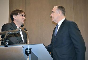 Sébastien Windsor (à gauche) le 29 janvier avec le ministre de l’Agriculture, Didier Guillaume.