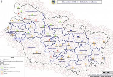 Une carte permet d'identifier les déchetteries ouvertes et les conditions d'accès.