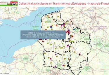 Une carte interactive permet de situer sur le territoire régional les collectifs d’agriculteurs engagés dans la transition écologique.