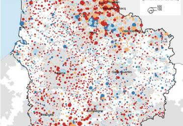 Evolution de la population des communes des Hauts-de-France de 2010 à 2015.
