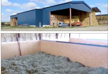 Une fois dans la cellule, le foin, sur caillebotis, met entre deux jours et deux semaines à sécher, grâce à l’air chauffé 
par le double toit, puis ventilé.